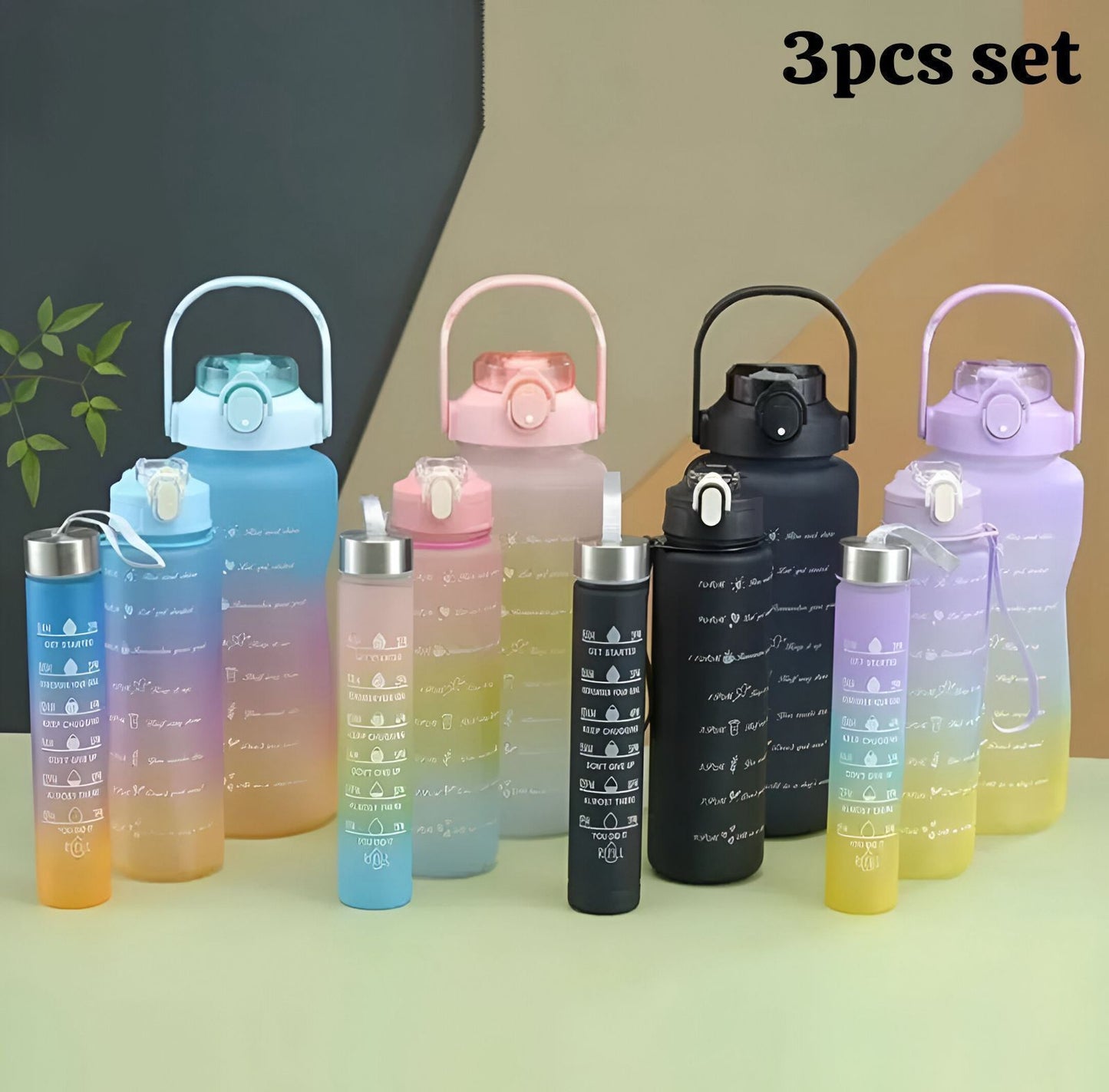 Set of gradient water bottle