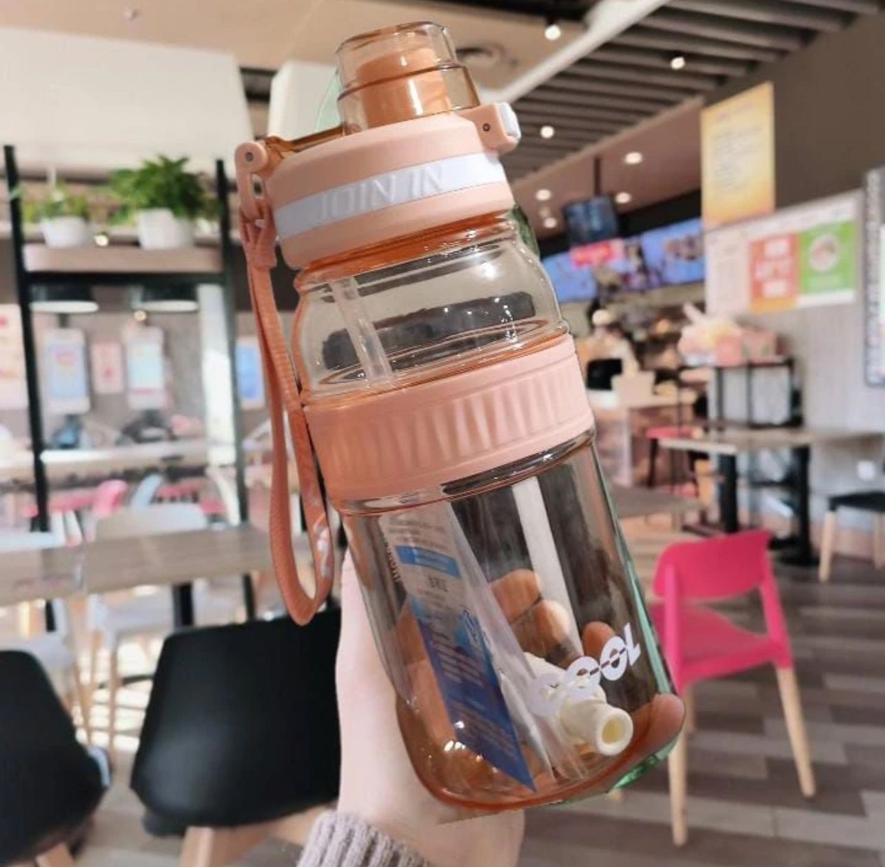 820ML JoinIn Water Bottle with Spring Straw